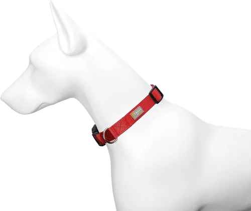 Vista 4 de Collar rojo para perro, collares ajustables básicos para cachorros, pequeños, medianos y grandes, para niñas, con collar de nylon transpirable