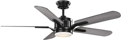 Vista 2 de Progress Lighting Claret Collection - Ventilador de techo de transición LED reversible con motor de CC de 54 pulgadas, color ébano/gris envejecido