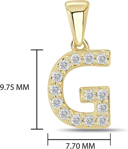 Vista 292 de Collar colgante con letra inicial de diamantes en oro amarillo de 14k (1/10 quilates) 18 pulgadas