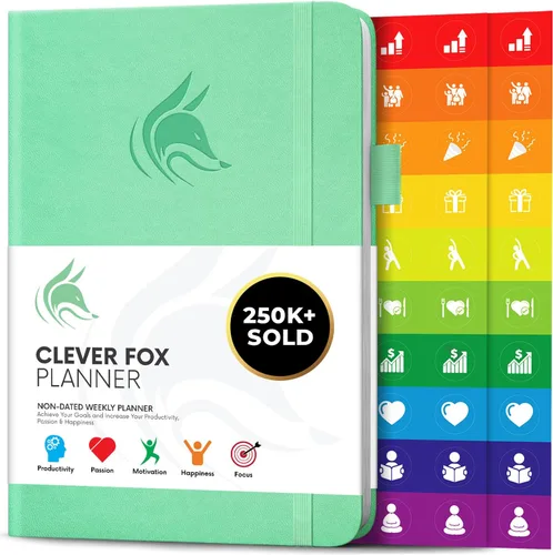 Vista 28 de Clever Fox Planner – Planificador semanal y mensual sin fecha para productividad, manejo del tiempo y objetivos – Diario organizador – A5