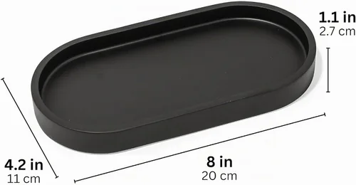 Vista 5 de Yew Design - Bandeja dispensadora de jabón redonda negra mate, bandeja organizadora de botellas de jabón y loción de 8 pulgadas para baños, cocinas