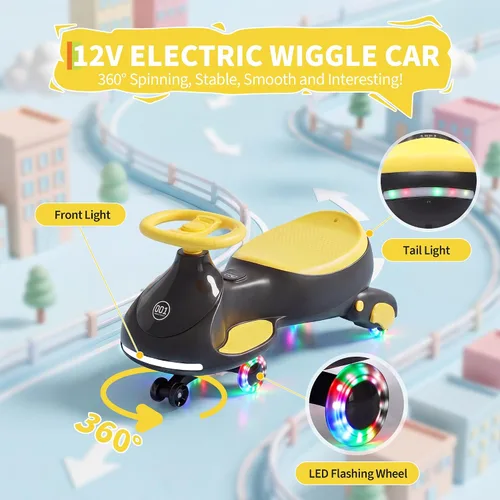 Vista 5 de GarveeLife 12V Electric Wiggle Car with Pedal for Kids, Black