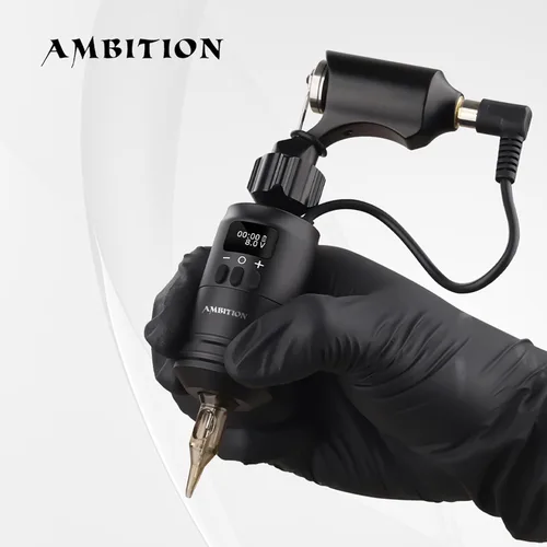 Vista 6 de Ambition Agarre de batería de tatuaje 2 en 1 - Mango de control inalámbrico, pantalla digital eléctrica, interfaz RCA de agarre de aguja especial