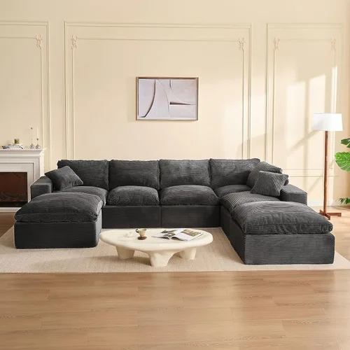 Vista 30 de Sofás seccionales de 106.3 pulgadas para sala de estar, sofá en nube, sofá modular seccional, sofá convertible, sofá de asiento profundo, juego