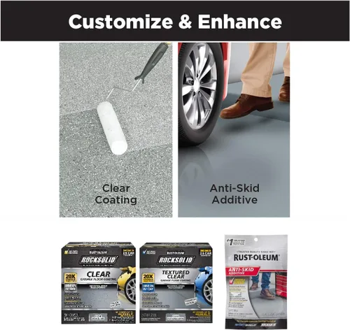 Vista 9 de Kit de piso para cochera de aspecto metálico de bala de plata Rust-Oleum RockSolid., Paquete de 1