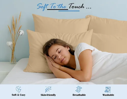 Vista 5 de Comfort Beddings Juego de 4 fundas de almohada King – 100% algodón orgánico, satén de 600 hilos, fundas de almohada suaves y cómodas con cierre