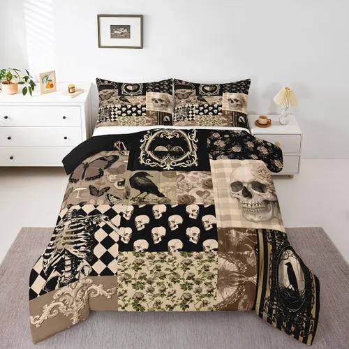 Vista 39 de Castle Fairy Juego de edredón con diseño de gato lindo para niños, tamaño twin, juego de ropa de cama con hojas de flores, luna, noche y cielo