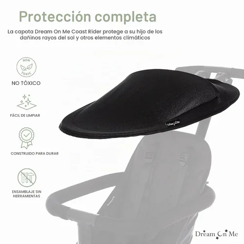 Vista 5 de Dream On Me Coast Rider Stroller Canopy, Black Negro
