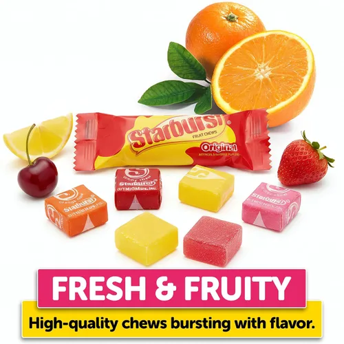 Vista 2 de Caramelos masticables de frutas originales, paquete a granel de 2 libras, dulces surtidos envueltos individualmente para fanáticos de Starburst