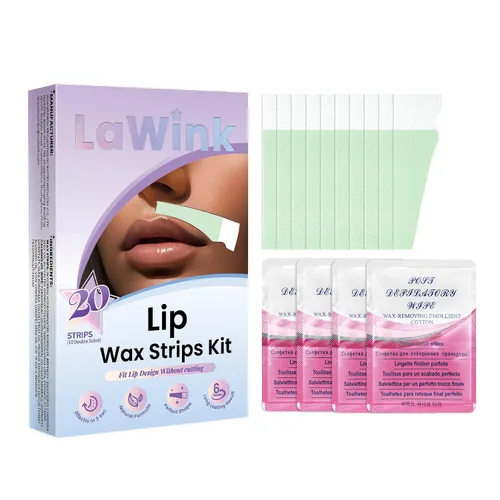 Vista 10 de Kit de depilación facial - 24 tiras de cera fría, 4 toallitas de aceite calmante para tipos de piel sensible, mujeres