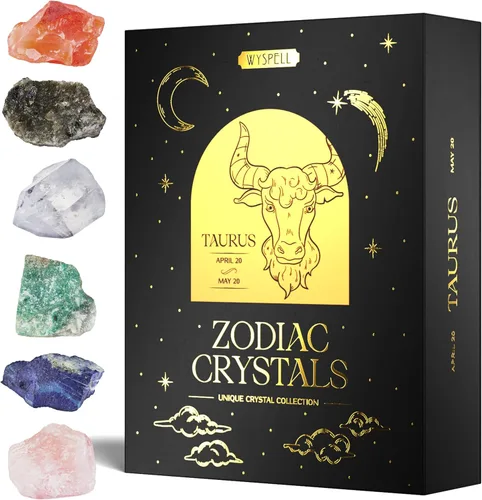 Vista 11 de Wyspell Juego de Cristales de Acuario – 6 Cristales de Acuario en Bruto y Piedras Curativas – Regalos de Acuario para Mujeres – Regalos