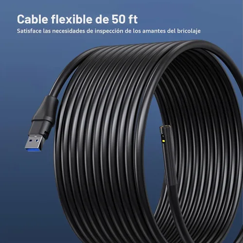 Vista 6 de Cámara de Inspección de Alcantarillado de 50FT, DEPSTECH Endoscopio de Doble Lente 1080P con Luces, Herramienta Boroscopio con Pantalla IPS de 5