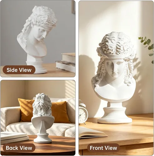 Vista 2 de Escultura de resina blanca, figura de réplica de arte clásico para decoración de estantes de oficina en casa, adorno de modelo de boceto estético