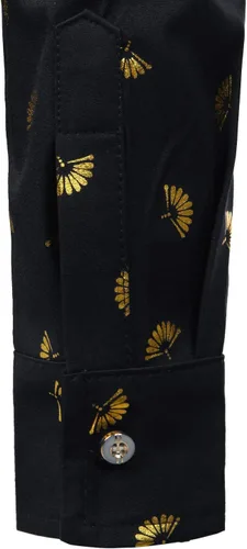 Vista 6 de ZEROYAA Camisas de vestir de manga larga con botones y estampado floral de rosas para hombre