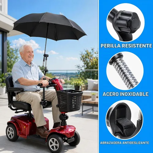 Vista 5 de Soporte para paraguas para cochecito y silla de ruedas, silla de playa