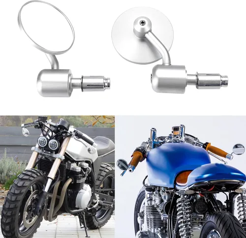 Vista 9 de Espejos laterales redondos para motocicleta de 7/8" en el extremo del manillar, compatibles con motos de calle, Cafe Racer, motos deportivas