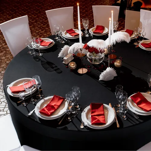 Vista 6 de Buryeah Mantel redondo elástico de 5 pies de elastano, lavable a máquina, 60 pulgadas, mantel elástico ajustable para mesa redonda para bodas
