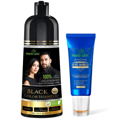 Vista 10 de Herbishh Champú Color Cabello Negro 6.8 fl oz+ Aceite Cabello 1 fl oz+ Aceite de argán y negro