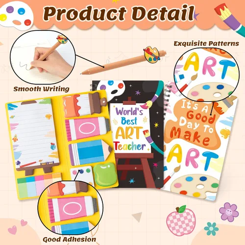 Vista 3 de B1ykin Juego de Regalo de Papelería - 3 Piezas Cuaderno Notas Adhesivas, Cuadernos Espirales A5 y 550 Hojas Notas Adhesivas Lindas con Kit