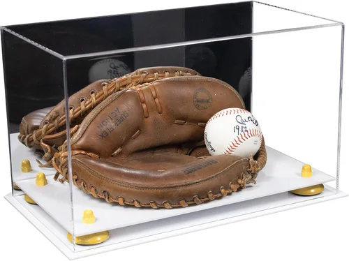 Vista 71 de Better Display Cases Vitrina de guantes de béisbol de acrílico transparente con elevadores negros (A011/V16)