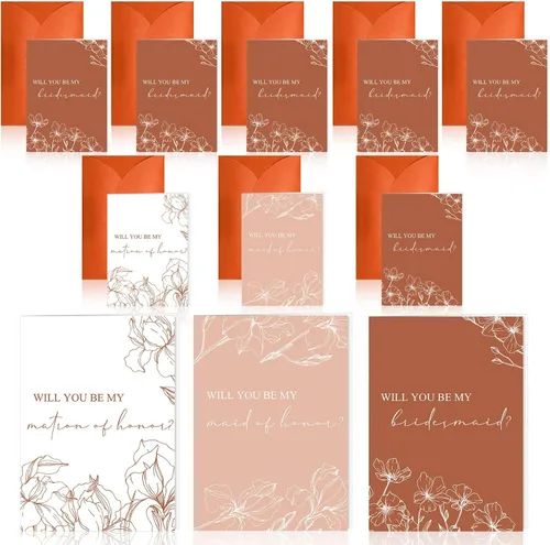 Vista 9 de Spakon 16 piezas de tarjetas "¿Serás mi dama de honor?" con sobres, estilo acuarela, floral, propuesta nupcial, dama de honor, matrona de honor