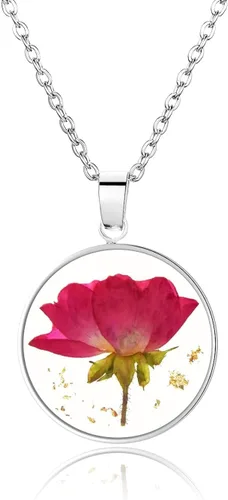 Vista 100 de Pressed Flower Necklace Gift for Women Personalized Handmade Necklaces Birth Flower Necklace
