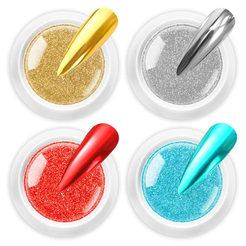 Vista 18 de Polvo de uñas cromado y perla - 【Efecto de hada】Polvo de uñas cromado rosa, blanco, aurora, amarillo, sirena, iridiscente, polvo cromado, espejo
