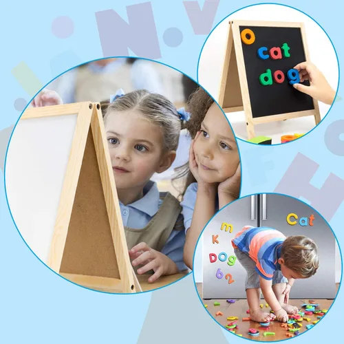 Vista 5 de INNOCHEER Letras y números magnéticos para niños pequeños, pizarra magnética para niños, imanes del alfabeto ABC, pizarra educativa de borrado