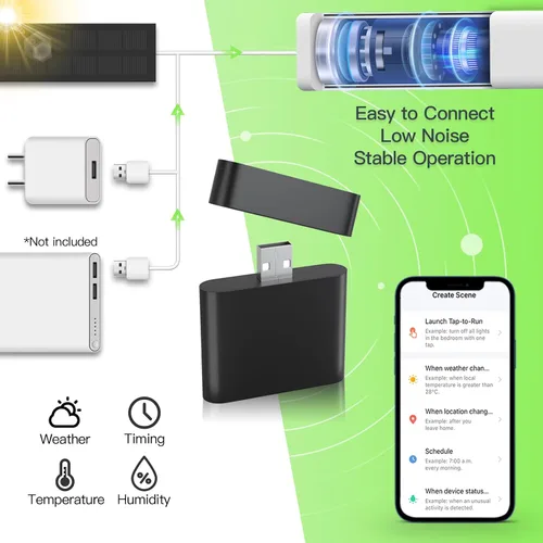 Vista 5 de Smart Blinds - Persianas solares automáticas de ancho personalizado (21-90 pulgadas), persianas enrollables con control remoto para ventanas