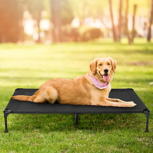 Vista 5 de Cama Elevada para Perros para Exteriores, Catre Elevado para Perros Medianos con Malla Lavable, Cuna Refrescante para Mascotas a Prueba de Mordidas