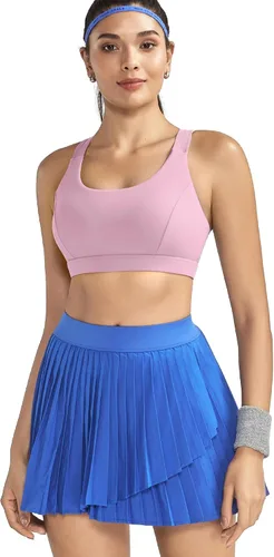 Vista 7 de RUNNING GIRL Brasier deportivo para mujer de alto soporte, espalda cruzada acolchada, brasier deportivo con tirantes delgados, brasier de yoga