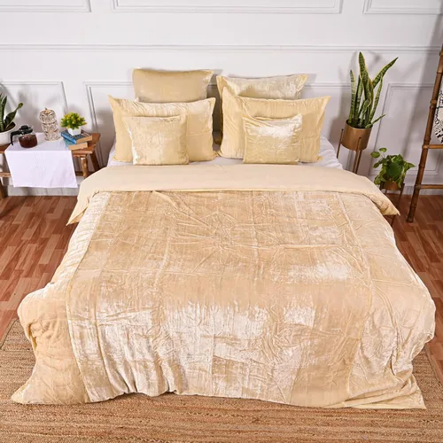 Vista 4 de Funda de edredón de terciopelo sólido ultra-luxe, ropa de cama boho UO, funda de colcha Donna, juego de edredón de 3 piezas, juego de cama de Aqua