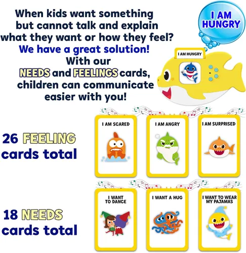 Vista 5 de Tarjetas flash Baby Shark para niños de 2 a 4 años Juguetes sensoriales para niños autistas y autistas no verbales de 2, 3, 4, 5, 6 años, juguetes