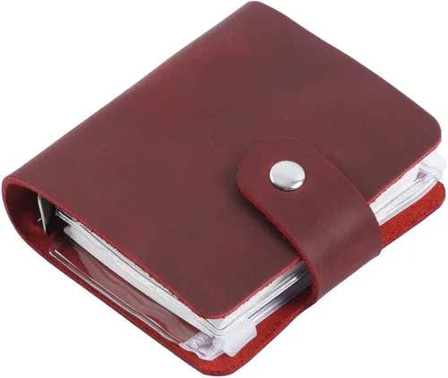 Vista 7 de Diario de cuero genuino A9, planificador de bolsillo de cuero negro hecho a mano, planificador de cuero vintage mini, 120 hojas, carpeta de hojas