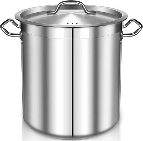 Vista 10 de Olla de 20 cuartos de galón - Olla de acero inoxidable con tapa – Olla de cocina resistente para sopa, guisado, pasta – Uso comercial y doméstico