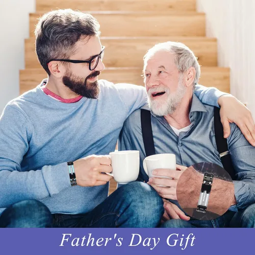 Vista 3 de Holizaly Pulsera curvada para hombre, chapado en iones negro y azul, regalos negros para hombres y mujeres, cumpleaños, día de San Valentín, joyas