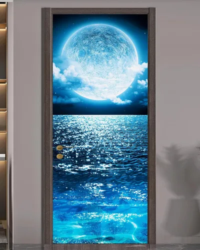 Vista 21 de FLFK Papel tapiz autoadhesivo extraíble para puerta de mar, 30.3 pulgadas de ancho x 78.7 pulgadas de largo, dividido en dos piezas