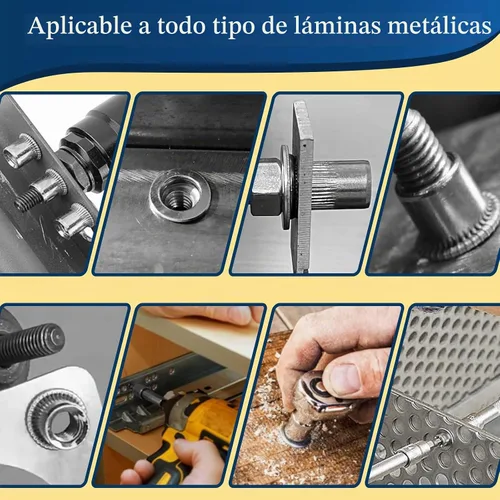 Vista 5 de Tuerca de remache UNC de 1/2 ''-13, 10 piezas de acero inoxidable 304 cabeza plana remache roscado inserto Nutsert Plateado