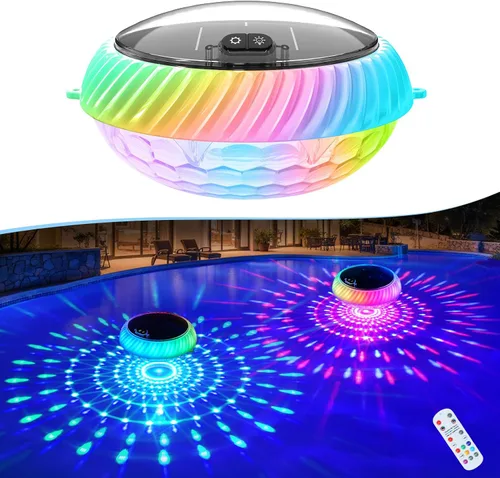 Vista 9 de Goallim Luces Solares Flotantes para Piscina, 7.6 Pulgadas RGB Superior e Inferior que Cambian de Color, Luces Solares para Piscina que Flotan