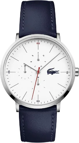 Vista 2 de Lacoste Reloj de cuarzo de acero inoxidable con correa de cuero azul 195 modelo 2010975