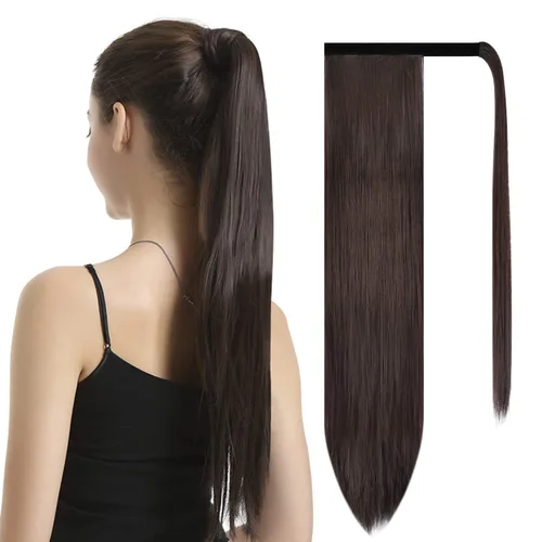 Vista 70 de BARSDAR Extensión de Cola de Caballo Corta y Recta - Extensiones de Cabello de Cola de Caballo con Cordón de 14 Pulgadas en Negro para Mujeres