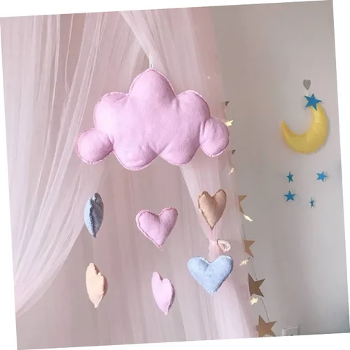 Vista 3 de DECHOUS 2 piezas colgante de gota de lluvia móvil nube lluvia decoración cuna para bebé niños decoración de bautizo para niño nube colgante