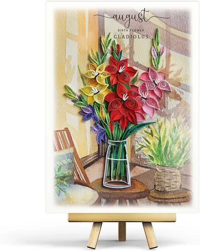 Vista 7 de Gladiolus - Tarjeta de flores de nacimiento, agosto, tarjeta floral para cumpleaños, grande, 5 x 7 pulgadas
