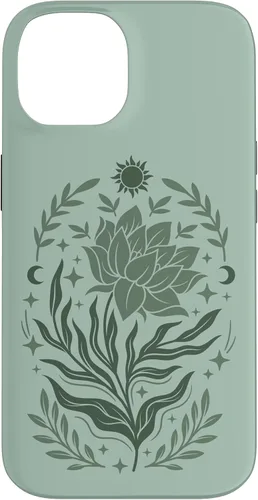 Vista 4 de Sage & Green Flowers Sun Crescent Moon Boho Floral Celestial Case for iPhone 16
