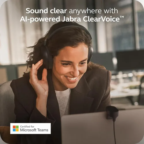 Vista 6 de Jabra Evolve3 85 - Auriculares inalámbricos Bluetooth con micrófono para el trabajo, USB-A, tecnología de llamada de voz AI, cancelación activa