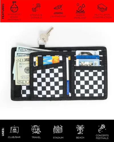 Vista 7 de Fydelity Billetera con bloqueo RFID de los años 80, cartera de protección de datos para tarjetas y dinero en efectivo, billetera plegable con gancho