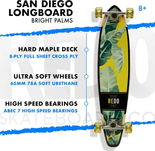 Vista 4 de ReDo Skateboard Co. ReDo Skateboard Kids San Diego Palms Cruiser - Patineta completa, multicolor