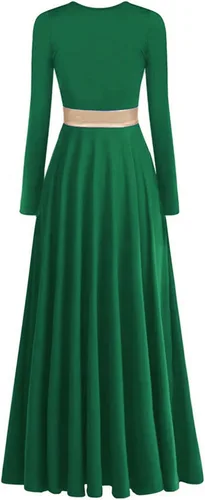 Vista 2 de Vestido de Baile de Alabanza para Mujeres con Cintura Metálica Banda Larga Vestido de Liturgia de Adoración Vestido de Iglesia Vestido de Baile
