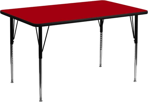 Vista 10 de Flash Furniture Mesa de actividades laminada térmica rectangular gris de 24 pulgadas de ancho x 48 pulgadas de largo, patas ajustables en altura