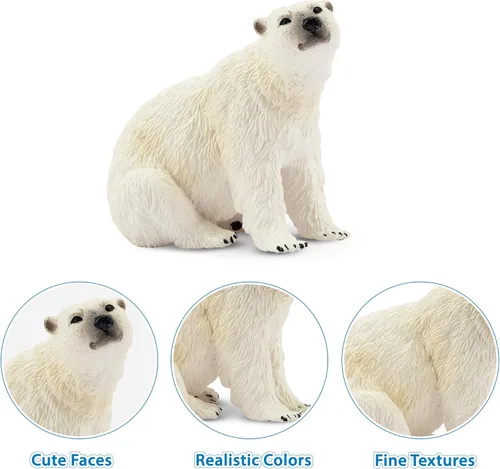 Vista 6 de Toymany 6 figuras de oso polar con cachorro de oso polar, figuras realistas de animales árticos de 2 a 4 pulgadas, juego familiar para Navidad